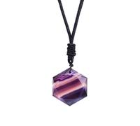ASCFTWRA Rainbow Fluorite Crystal Hexagram Star Pendant | Natural Gemstone Pendant for Protection and Healing, Spiritual Meditation Crystal Jewelry
