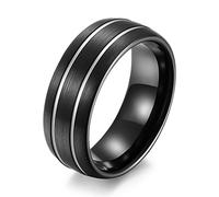 ASCHXUGX 8Mm Matt Brushed Two-Tone Tungsten Steel Ring, Fashionable Stainless Steel Men's And Women's Rings,Silver,12