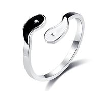 ASCHXUGX Eight Trigrams Opening Yin Yang Fish Ring, Fashionable Stainless Steel Men's And Women's Rings,White,9
