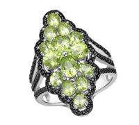 ASCHXUGX Peridot Sterling Silver Ring, Stylish S925 Sterling Silver Ladies Gemstone Ring,Green,8