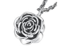 ASCHXUGX S925 Sterling Silver Fashion Rose Pendant, Women's Delicate Flower Collarbone Chain Pendant Necklace,Silver,Pendant + Chain 50cm