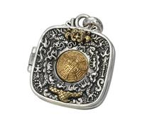 ASCHXUGX S925 Sterling Silver Square Ashes Pendant, Six Character Vajra Pendant,Silver,Pendant + Chain 55cm