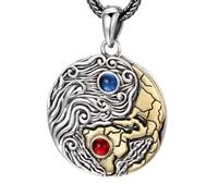 ASCHXUGX S925 Sterling Silver Vine Grass Flower Tai Chi Pendant, Men And Women Personalised Round Tai Chi Pendant Necklace,Silver,Pendant + Chain 50cm