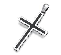 ASCHXUGX S925 Sterling Silver Vintage Cross Pendant, Men And Women Simple Cross Pendant Necklace,Silver,Pendant + Chain 55cm