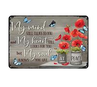 Ascigo Funny Tin Signs for Bedroom My Mind Poppy Butterfly Metal Sign Tin Sign Chic Art Wall Metal Decorations Funny Iron Plaque Signs Gift for Living Room Office 8x12 inch