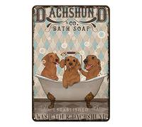 Ascigo Metal Decor Signs Dachshund Metal Sign Bath Soap Funny Bathroom Sign Cafe Dog Tin Sign Chic Art Wall Metal Decorations Funny Iron Plaque Signs Gift for Living Room Office 8x12 inch