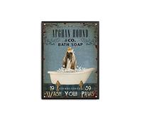 Ascigo Metal Decor Signs Metal Sign Bath Soap Hound Tin Sign Chic Art Wall Metal Decorations Funny Iron Plaque Signs Gift for Living Room Office 8x12 inch