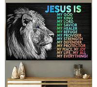 Ascigo Vintage Tin Signs Jesus is My God King Lord Savior Healer Refuge Strength Christian Lion Poster Tin Sign Poster Vintage Metal Signs for Bar Music Club Man Cave Room Wall Decor 8x12 inch