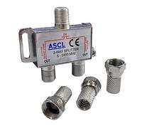 ASCL 2 Way Indoor TV Aerial Splitter with F Plug - Silver
