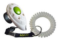 ASCO Premium Finger Clicker with Wrist Strap Coil, Ergonomic PET Dog Puppy Cat Horse Quality Training Clicker, white AC05FS