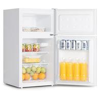 ASCOLI Undercounter Fridge Freezer, 84L Total Capacity 59L/25L Small Double Door Fridge with 39dB Quiet, LED Light, Mechanical Control, Manual Defrost, Reversible Door