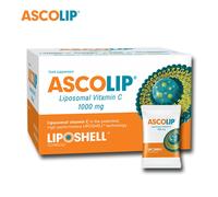 ASCOLIP Liposomal Vitamin C 1000 mg - High-Absorption Liposhell Delivery, Vegan, GMO-Free, Gluten-Free, Lemon-Orange Flavor
