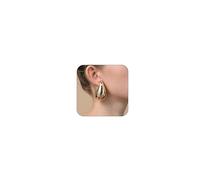 Ascona Drop Earring Extra Large Big Chunky Gold Hoop Earrings for Women Girl, Lightweight Hypoallergenic Gold Plated Earrings Fashion Jewelry, Brass, No Gemstone