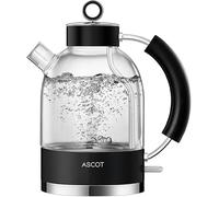 ASCOT Electric Kettle, Glass Electric Tea Kettle, Gift for Man/Women/Family, 1.5L Borosilicate Glass Tea Heater & Hot Water Boiler, Auto Shut-Off Boil-Dry Protection Black