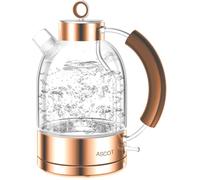 ASCOT Electric Kettle, Glass Electric Tea Kettle, Gift for Man/Women/Family, 1.5L Glass Tea Heater & Hot Water Boiler, BPA-Free, Auto Shut-Off and Boil-Dry Protection (Rose Gold)