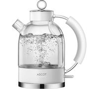 ASCOT Electric Kettle, Glass Electric Tea Kettle, Gift for Man/Women/Family, 1.5L Glass Tea Heater & Hot Water Boiler, BPA-Free, Auto Shut-Off and Boil-Dry Protection (Rose Gold)