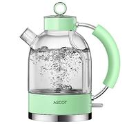 ASCOT Electric Kettle, Glass Electric Tea Kettle, Gift for Man/Women/Family, 1.5L Glass Tea Heater & Hot Water Boiler, BPA-Free, Auto Shut-Off and Boil-Dry Protection (Green)