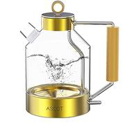 ASCOT Electric Kettle, Glass Electric Tea Kettle Gifts for Men/Women/Family 1.6L 1500W Borosilicate Glass Tea Heater, with Auto Shut-Off and Boil-Dry Protection (Gold)