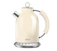 ASCOT Electric Kettle with 5 Variable Presets, Electric Tea Kettle & Coffee Kettle, 100% Stainless Steel Inner Lid & Bottom, 30mins Keep Warm, 2200 Watt Quick Heating, 1.5L(Creme)