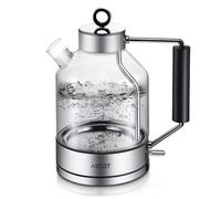 ASCOT Electric Tea Kettle - 1.5L Glass, Stainless Steel, BPA-Free, Cordless, Automatic Shutoff, Boil-Dry Protection (Silver)