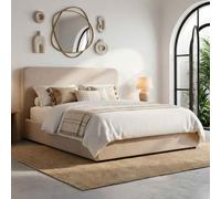 ascot fabric ottoman storage double bed in stone