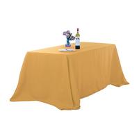 Ascoza 2pack 90x132 Inch Gold Rectangular Tablecloth 8 Feet Table Cloth in Polyester Fabric for Wedding/Banquet/Restaurant/Parties