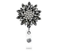 Ascrafter Luxury Retractable Badge Holder, Bling Badge Reel, Sparkling Crystal Name Badge Clip for Women(Black)