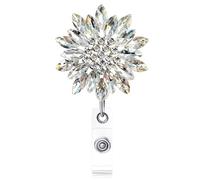 Ascrafter Luxury Retractable Badge Holder, Bling Badge Reel, Sparkling Crystal Name Badge Clip for Women