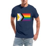 Ascrazy Mens Pride Shirts Gay Pride Flag T-Shirt LGBTQ Ally Rainbow Tee LGBT Equality Blouse Tops, Blue, Large
