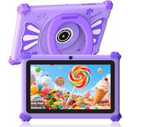 ascrecem Kids Tablets 7 Inch Android 15 Toddler Tablet for Kids with 2.4G+5G WiFi6 Penta Core 6GB RAM 32GB ROM Baby Tablet Dual Camera 128GB Expandable Parental Control Educational Games (Purple)