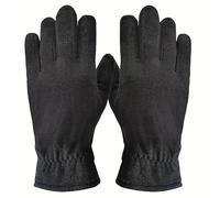 ASD Accessories Mens Fleece Touch Screen Gloves Thinsulate Lined Full Finger Thermal Winter Wooly Work (Black)