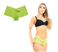 ASD Accessories Soft Women's Floral Lace French Knickers - Stretchy Hipster Briefs, Pack of 3 Style 2 (Green, XL)