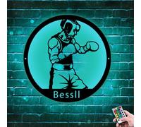 ASD Jewerly Custom Boxer Room Decor Sign,Personalized Boxing Metal Sign with LED Light,Boxing Night Light,Boxer Name Neon Sign,Boxing Sports Décor Wall Art for Room,Boxer Fighter Wall Art Decoration