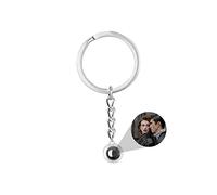 ASD Jewerly Custom Circle Keychain With Picture,Personalized Photo Keychain with Name Text I Love You in 100 Languages Love Projection Keyring,Customizable Gifts for Men Women Boyfriend Couple