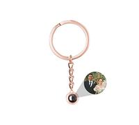 ASD Jewerly Custom Circle Keychain With Picture,Personalized Photo Keychain with Name Text I Love You in 100 Languages Love Projection Keyring,Customizable Gifts for Men Women Boyfriend Couple