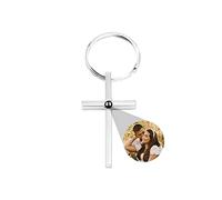 ASD Jewerly Custom Cross Keychain With Picture,Personalized Photo Keychain with Name Text I Love You in 100 Languages Love Projection Keyring,Customizable Gifts for Men Women Boyfriend Couple