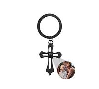 ASD Jewerly Custom Cross Keychain With Picture,Personalized Photo Keychain with Name Text I Love You in 100 Languages Love Projection Keyring,Customizable Gifts for Men Women Boyfriend Couple