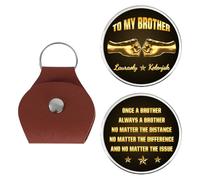 ASD Jewerly Once A Brother, Always A Brother, No Matter The Distance Pocket Hug Keychain, Personalized To My Brothers Pocket Token Coins Keychain, Custom Brothers Leather Token Keychains Gift