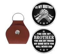 ASD Jewerly Once A Brother, Always A Brother, No Matter The Distance Pocket Hug Keychain, Personalized To My Brothers Pocket Token Coins Keychain, Custom Brothers Leather Token Keychains Gift