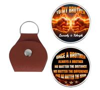 ASD Jewerly Once A Brother, Always A Brother, No Matter The Distance Pocket Hug Keychain, Personalized To My Brothers Pocket Token Coins Keychain, Custom Brothers Leather Token Keychains Gift