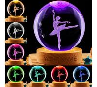 ASD Jewerly Personalized Ballet Crystal Night Light Gift for Women, Custom Name/Number Ballet Ballerina 3D Crystal Ball Night Light Lamp for Bedroom Dance Decor Party Bar Christmas Birthday Gift