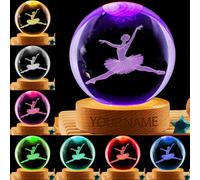 ASD Jewerly Personalized Ballet Crystal Night Light Gift for Women, Custom Name/Number Ballet Ballerina 3D Crystal Ball Night Light Lamp for Bedroom Dance Decor Party Bar Christmas Birthday Gift