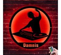 ASD Jewerly Personalized DJ Sign, Metal Wall Art with LED Lights, Custom Name, 16 Color Remote Control, 8 in, 10 in, 12 in