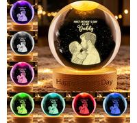 ASD Jewerly Personalized Photo First Father's Day Crystal Ball Light for New Dad, Custom Picture Dad 1st Fathers Day Crystal Ball Lamp Night Light Keepsake, 1st Fathers Day Present Daddy Gift