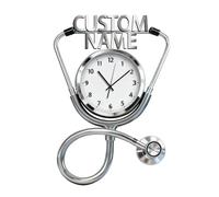 ASD Jewerly Personalized stethoscope Themed Clock Gift Doctor Nurse, 2D Flat Printing Custom Name stethoscope Wall Clock Home Decoration Bedroom Decor
