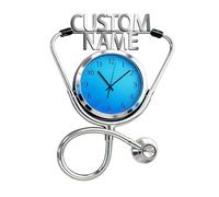 ASD Jewerly Personalized stethoscope Themed Clock Gift Doctor Nurse, 2D Flat Printing Custom Name stethoscope Wall Clock Home Decoration Bedroom Decor