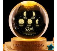 ASD Jewerly The Day You Became Dad, Personalized Father's Day Dad Moon Phase Crystal Ball Globe Night Light,Custom Birth Luna Picture Fathers Day Moon Phases Crystal Ball Lamp Lamp Gifts for Dad Papa