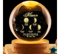 ASD Jewerly The Day You Becom My Mom, Personalized Mother's Day Family Moon Phase Crystal Ball Globe Night Light,Custom Birth Luna Picture Moon Phases Crystal Ball Lamp Gifts for Mom Mama
