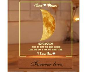 ASD Jewerly This is What The Moon Looked Like,Personalized Couple Moon Phase Night Light,Custom Real Moon Picture The Day I Saw You Moon Phases Gifts, Moon Phases Wall Art Valentine's Weddings Gifts
