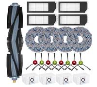 Asdazrxy Accessories for Ecovacs Deebot X1 OMNI, Replacement Parts for Ecovacs Deebot X1 Omni/X1e Omni/X1 Turbo Robot Vacuum Cleaner, 1 Main Brush, 4 HEPA Filters, 4 Wipes, 8 Side Brushes, 4 Dust Bags